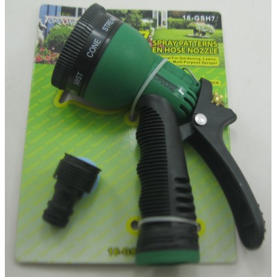 Garden Hose Green Nozzle Water Sprayer Sprinkler Head Insulated Nozzle 7 Spray Patterns with Connector   